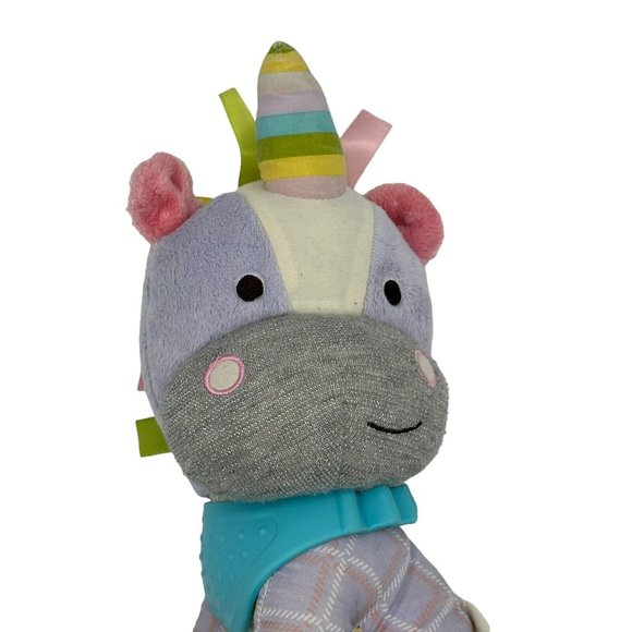 Skip Hop Bandana Buddies Baby Plush Unicorn Purple Rattle Activity Teething Toy - Picture 2 of 8